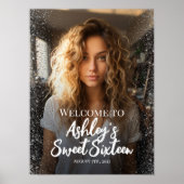 Modern lief zestien welkomstbord met foto poster (Voorkant)