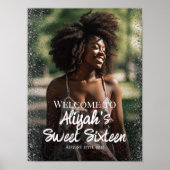Modern lief zestien welkomstbord met foto poster (Voorkant)