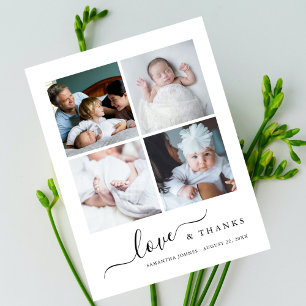 Modern Liefde en Dank Foto Baby Shower Bedankt Briefkaart
