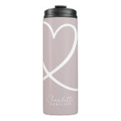 Modern Liefde Hart Gepersonaliseerd Blush Roze Wit Thermosbeker (Voorkant)