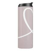 Modern Liefde Hart Gepersonaliseerd Blush Roze Wit Thermosbeker (Gedraaid links)