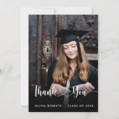 Modern Liefde Hart Script Klasse van 2024 Afstuder Bedankkaart (Voorkant)