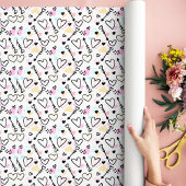 Modern Liefde Hart Trendy Romantisch Doodle Patroo Cadeaupapier