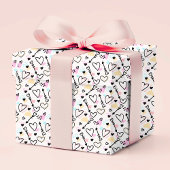 Modern Liefde Hart Trendy Romantisch Doodle Patroo Cadeaupapier
