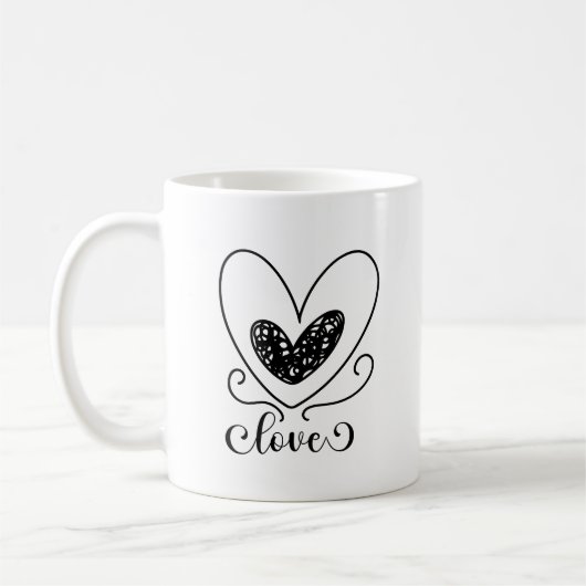 Modern Liefde Script Hearts Schattige Valentijnsda Koffiemok (Links)