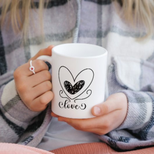 Modern Liefde Script Hearts Schattige Valentijnsda Koffiemok