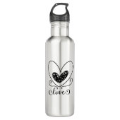 Modern Liefde Script Hearts Schattige Valentijnsda Waterfles (Voorkant)