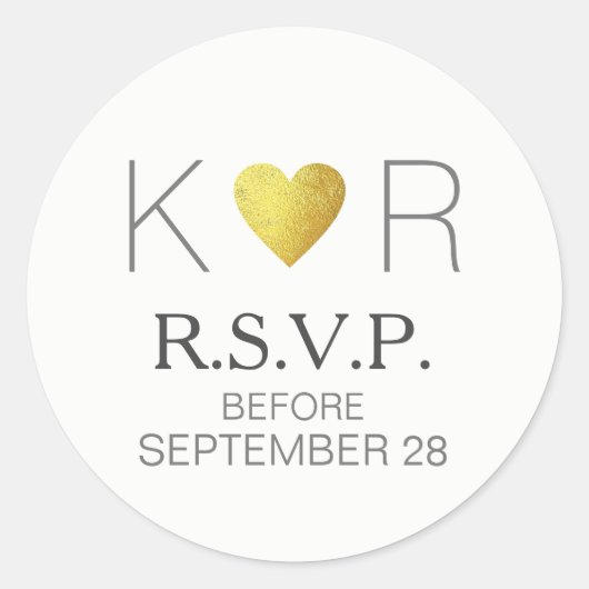modern liefdeshart RSVP trouwelegant antwoord Ronde Sticker (Voorkant)
