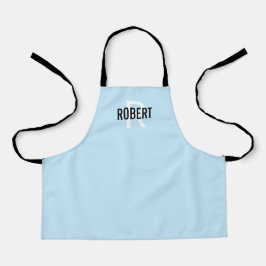Modern liegt bluel black monogram boy apron schort
