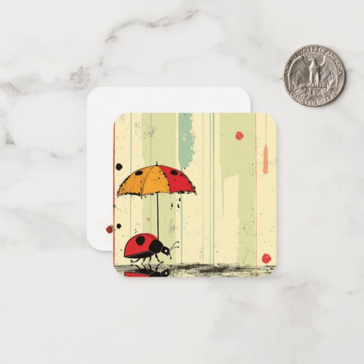 Modern lieveheersbeestje Chic Notitiekaartje (Voorkant / Achterkant in situ)