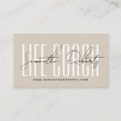 Modern life coach typography script beige visitekaartje (Voorkant)