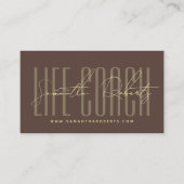 Modern life coach typography script brown visitekaartje (Voorkant)