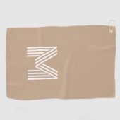 Modern Light Beige White Retro Monogrammed Golfhanddoek (Horizontaal)