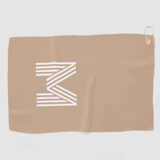 Modern Light Beige White Retro Monogrammed Golfhanddoek (Horizontaal)