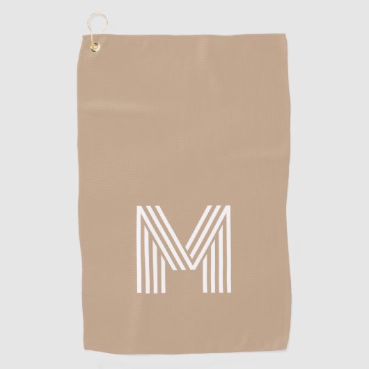 Modern Light Beige White Retro Monogrammed Golfhanddoek (Voorkant)