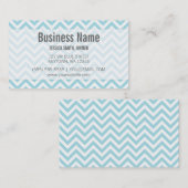 Modern Light Blue en White Chevron Pattern Visitekaartje (Voorkant / Achterkant)