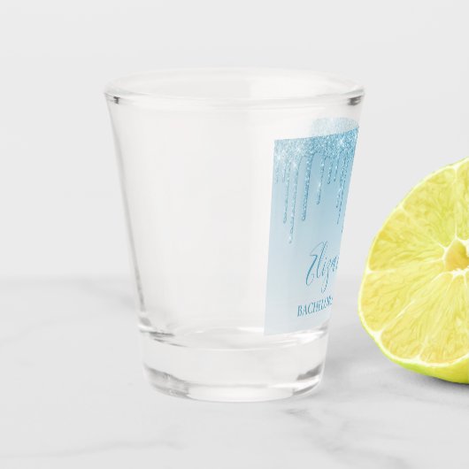 Modern Light Blue Glitter Bachelorette Party Shot Glas (Links)