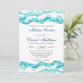 Modern Light Blue Marble Wedding Invitation Save The Date (Staand voorkant)