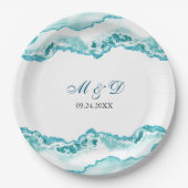 Modern Light Blue Marble Wedding Papieren Bordje (Voorkant)