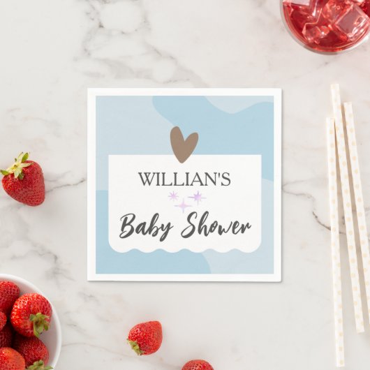 Modern Light Blue Star-Baby shower Servet (Insitu)