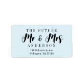 Modern Light Blue The Future Mr en Mrs Script Etiket (Voorkant)