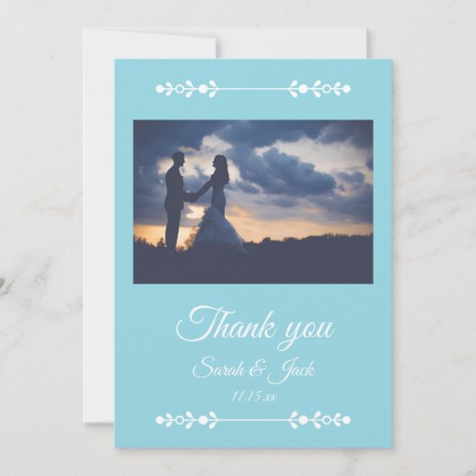 Modern Light Blue & White Flat Thank You Card Bedankkaart (Voorkant)