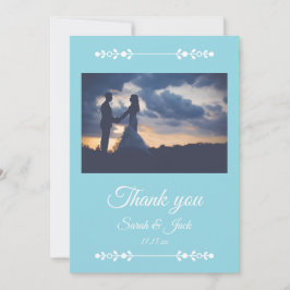 Modern Light Blue & White Flat Thank You Card Bedankkaart