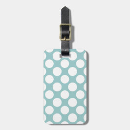 Modern Light Blue White Polka Dots Pattern Bagagelabel