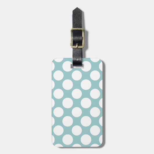 Modern Light Blue White Polka Dots Pattern Bagagelabel (Voorkant verticaal)