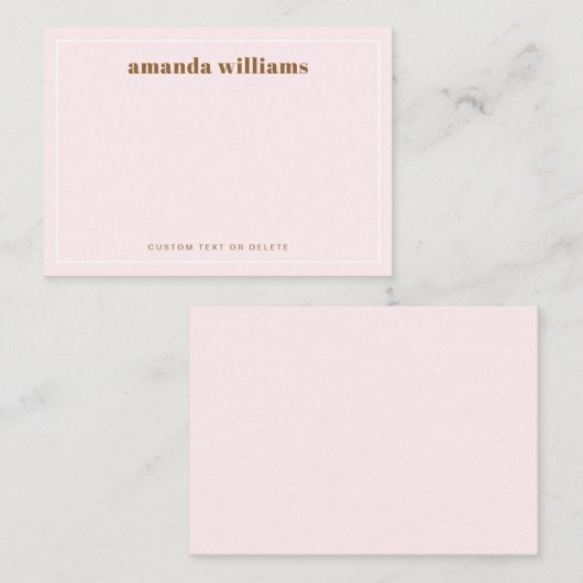 Modern light blush pink name & text mini notecard visitekaartje (Voorkant / Achterkant)