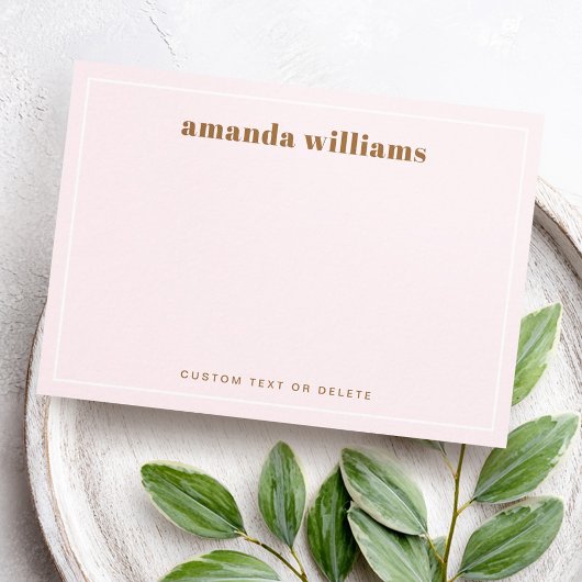 Modern light blush pink name & text mini notecard visitekaartje