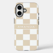 Modern Light Brown Checkered Personalized  Case-Mate iPhone Case (Achterkant)