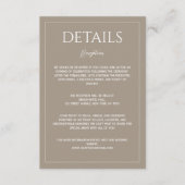 Modern light brown minimalist wedding details informatiekaartje (Voorkant)