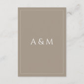 Modern light brown minimalist wedding details informatiekaartje (Achterkant)