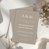 Modern light brown minimalist wedding kaart