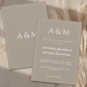 Modern light brown minimalist wedding kaart