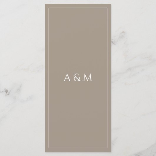 Modern light brown minimalist wedding menu (Achterkant)