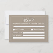Modern light brown minimalist wedding RSVP kaartje (Voorkant)
