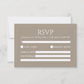Modern light brown minimalist wedding RSVP kaartje (Voorkant)
