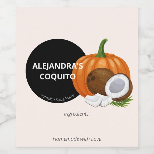 Modern Light Cream Pompoen Spice Coquito Fles Wijn Etiket (Enkel label)