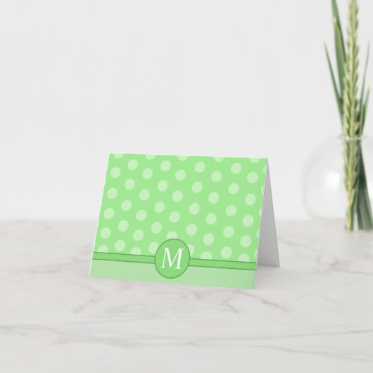 Modern Light Green Polka Dot Note Kaart Dank u (Voorkant)