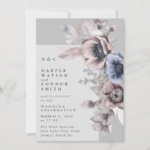 Modern Light Grey Dry Winter Floral Wedding Kaart (Voorkant)