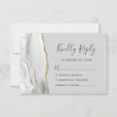 Modern Light Grey Gold Agate Wedding RSVP Kaartje (Voorkant)