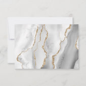 Modern Light Grey Gold Agate Wedding RSVP Kaartje (Achterkant)