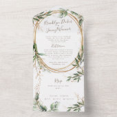 Modern Light Moss Sage Greenery Eucalyptus Wedding All In One Uitnodiging (Binnen)