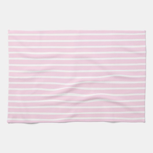 Modern light pink and white stripes pattern cutern theedoek (Horizontaal)