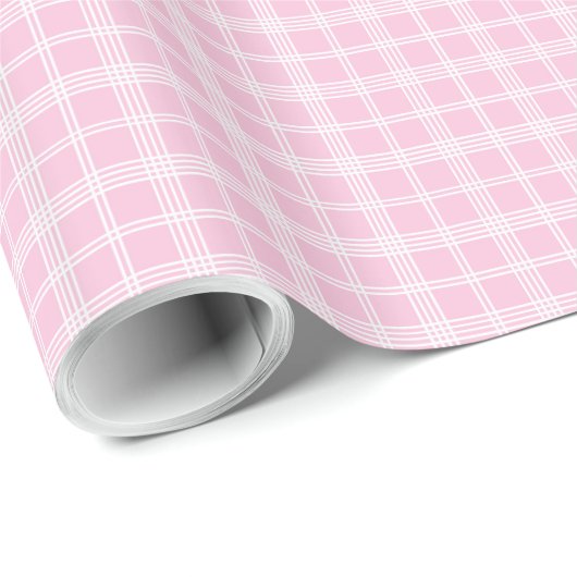 Modern Light Pink Plaid 80th Birthday Gift Wrap Cadeaupapier (Rol Hoek)