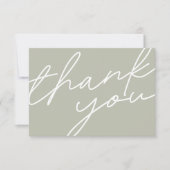 Modern Light Sage Green Calligraphy Script Wedding Bedankkaart (Voorkant)