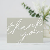 Modern Light Sage Green Calligraphy Script Wedding Bedankkaart (Staand voorkant)