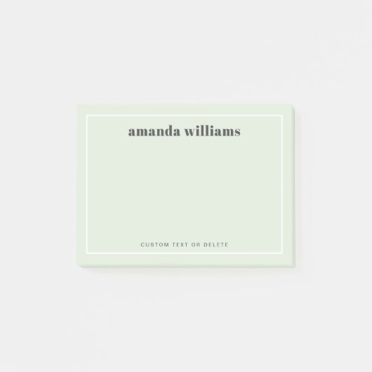 Modern light sage green custom name and text post-it® notes (Voorkant)